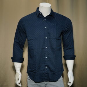 Men’s Navy Blue Printed Cotton Shirt