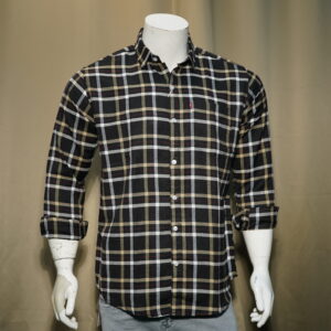 Stylish Black Checked Cotton Stripe Shirt