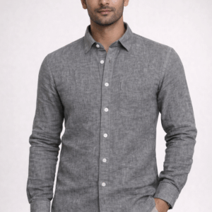 100% Pure Linen Shirt – Charcoal Grey