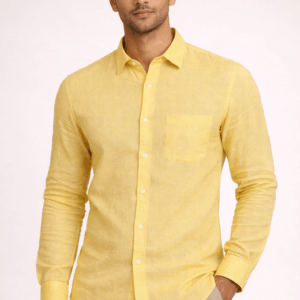 100% Pure Linen Shirt – Mustard Yellow