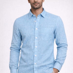 100% Pure Linen Shirt – Light Blue.
