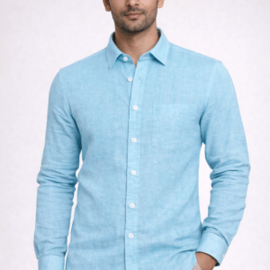 PURE 100% Sky Blue LINEN SHIRT
